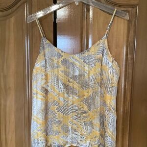 Yellow & White Abstract Print Spaghetti-Strap Cami